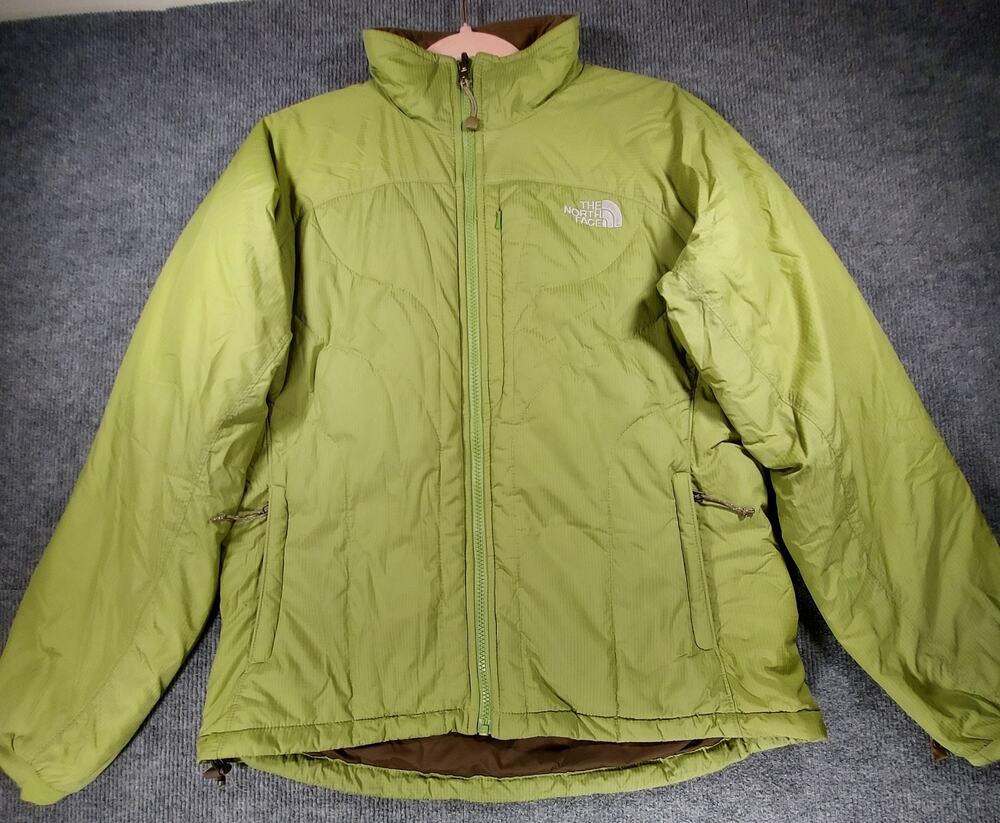 The North Face Women's Medium Lime Green Insulated Puffer Jacket Full Zip Hiking